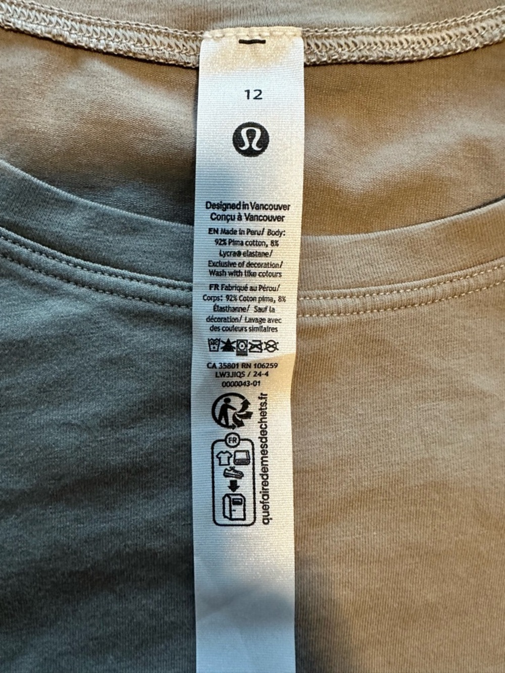 lululemon🍋 Cates Tee in Riverstone Size 12 NWT Pima Cotton - Picture 7 of 8